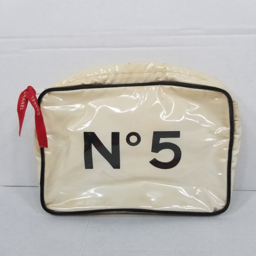 Vintage VTG 1988 Chanel No 5 Zip Pouch Bag Makeup Travel Cosmetic Case Rare HTF